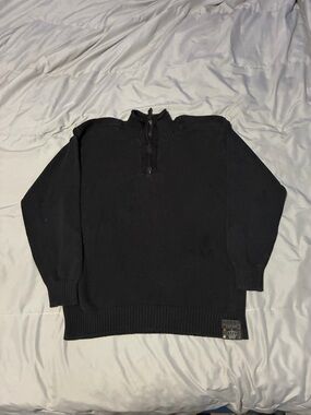 Adolfo Black Zip-Neck Men's Sweater